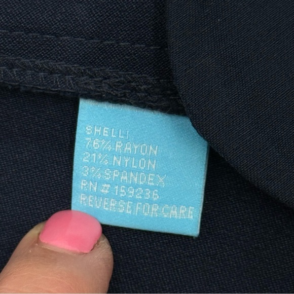 J. McLaughlin Women’s Cameron Scallop Hem Skirt Vista Navy Blue Size 14 Stretchy - Picture 7 of 9